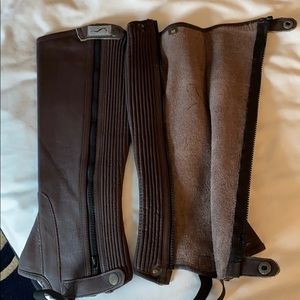 New brown leather half chaps M